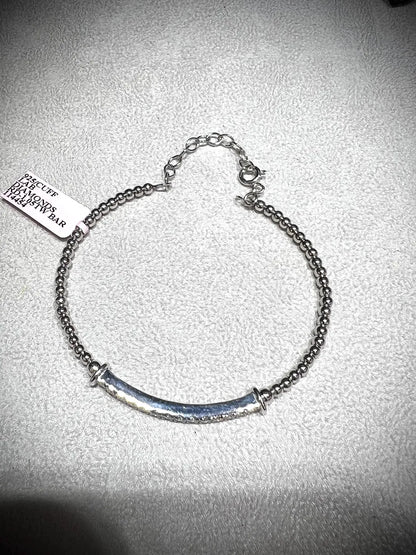 Diamond Bar Adjustable Cuff Bracelet: Lab Grown Diamonds 1.05 Carats Sterling Silver 7-8”