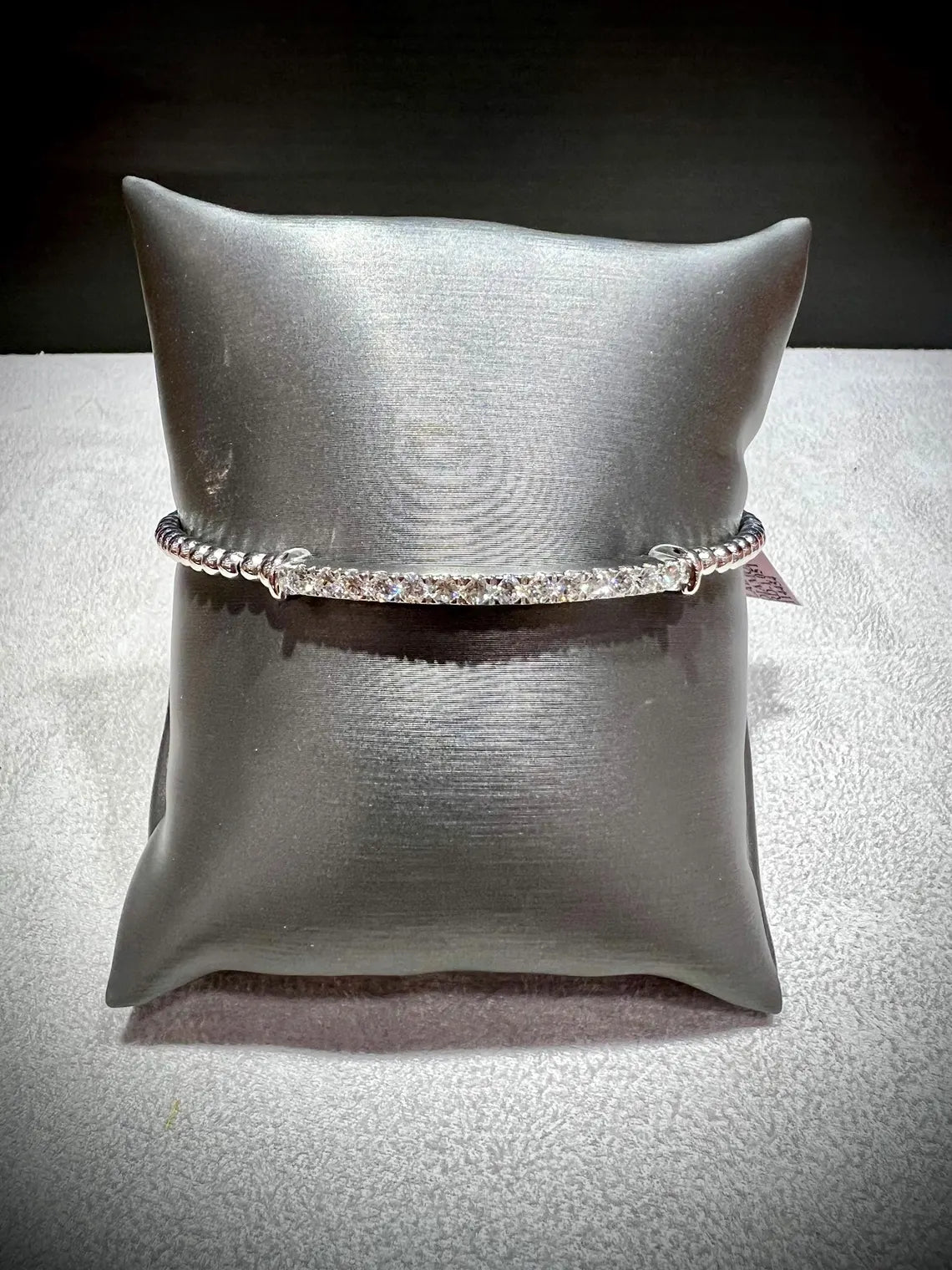 Diamond Bar Adjustable Cuff Bracelet: Lab Grown Diamonds 1.05 Carats Sterling Silver 7-8”