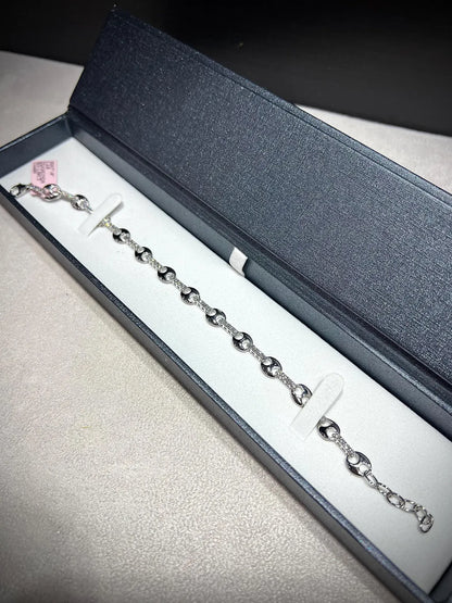 Lab Grown Diamond Mariner Link Bracelet: Sterling Silver or Gold, 1.5ct