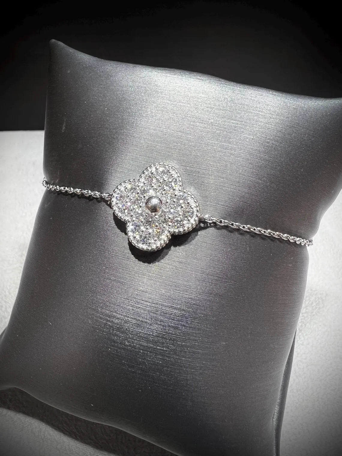 Lab Grown Diamond Flower Bracelet 1.11 Carats: Adjustable 7-8” Sterling Silver