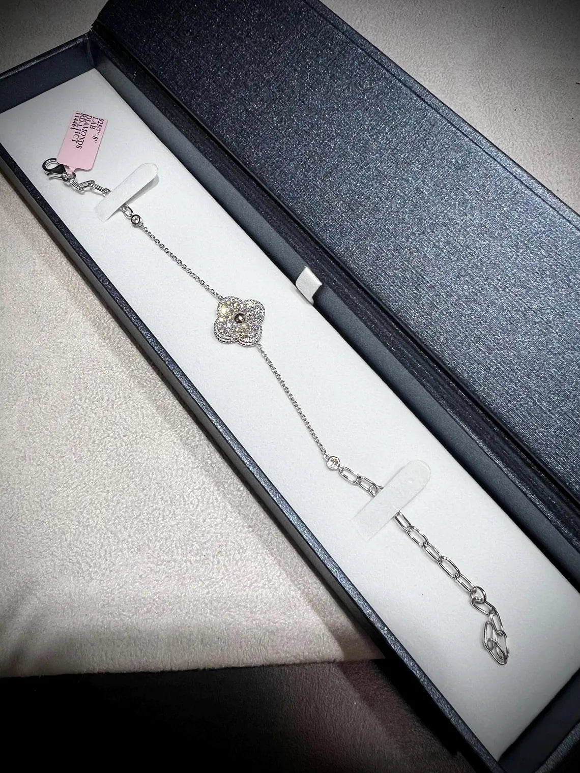 Lab Grown Diamond Flower Bracelet 1.11 Carats: Adjustable 7-8” Sterling Silver