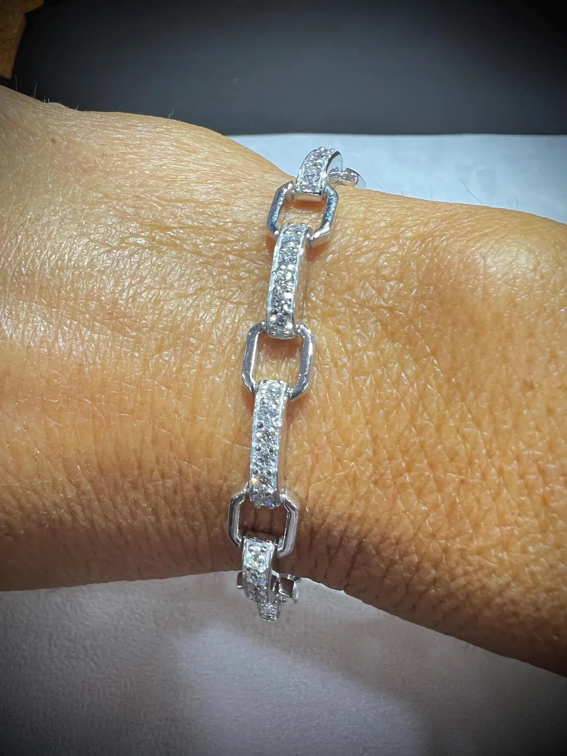 Lab Grown Diamond Link Bracelet: 2.75 Carats Sterling Silver, 7.75”