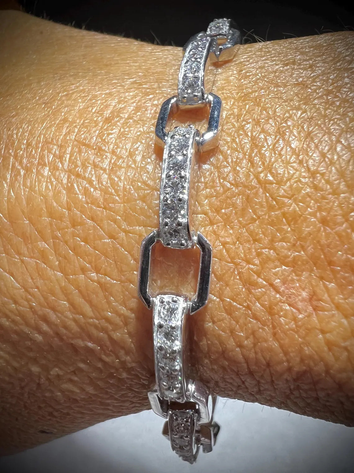 Lab Grown Diamond Link Bracelet: 2.75 Carats Sterling Silver, 7.75”