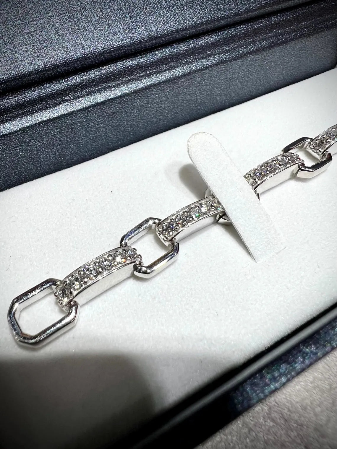 Lab Grown Diamond Link Bracelet: 2.75 Carats Sterling Silver, 7.75”
