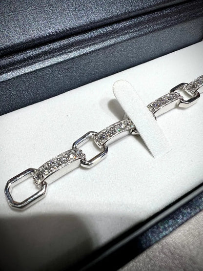 Lab Grown Diamond Link Bracelet: 2.75 Carats Sterling Silver, 7.75”