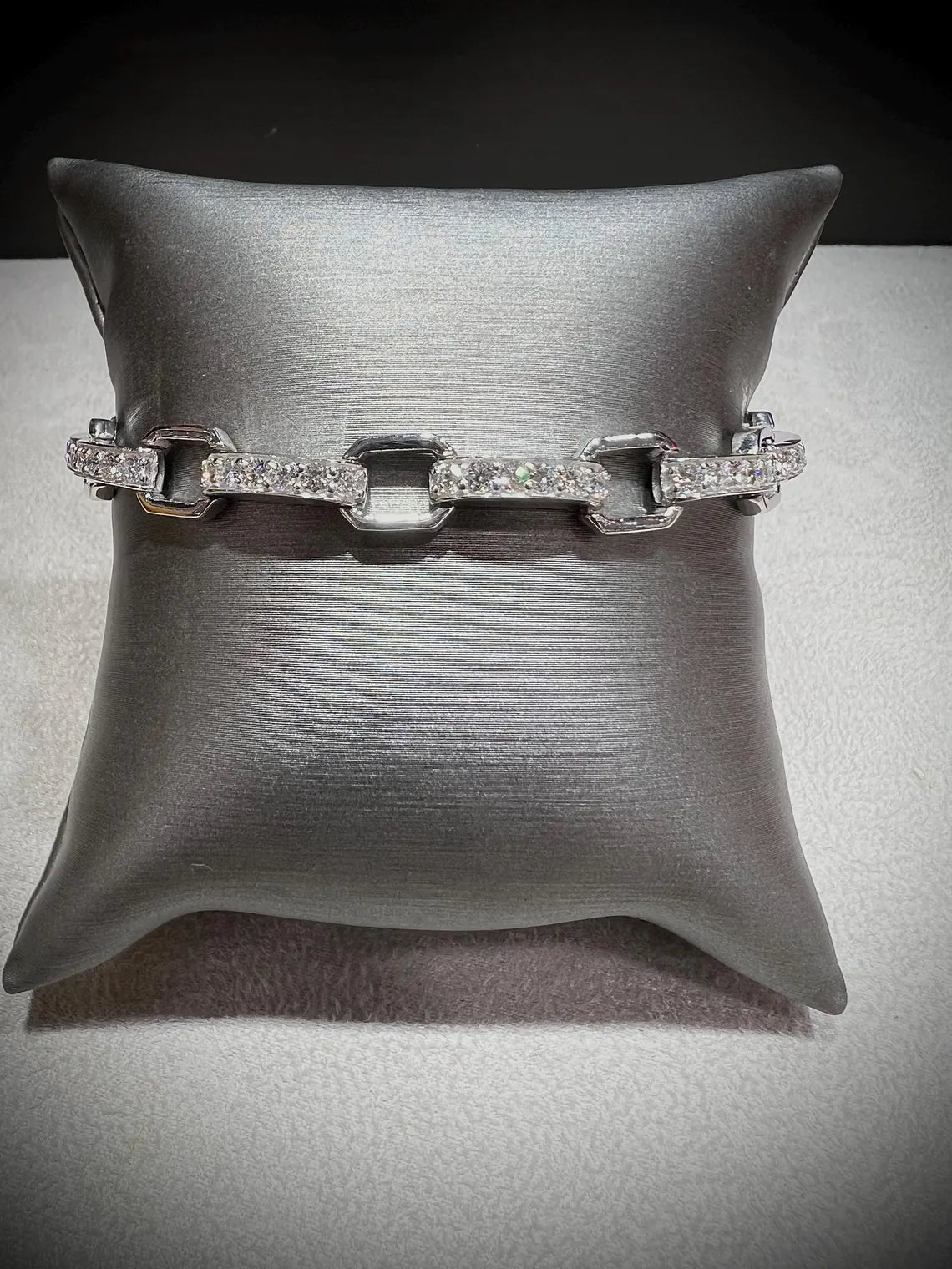 Lab Grown Diamond Link Bracelet: 2.75 Carats Sterling Silver, 7.75”