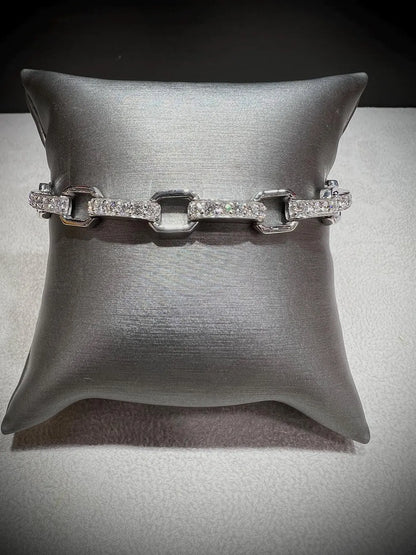 Lab Grown Diamond Link Bracelet: 2.75 Carats Sterling Silver, 7.75”