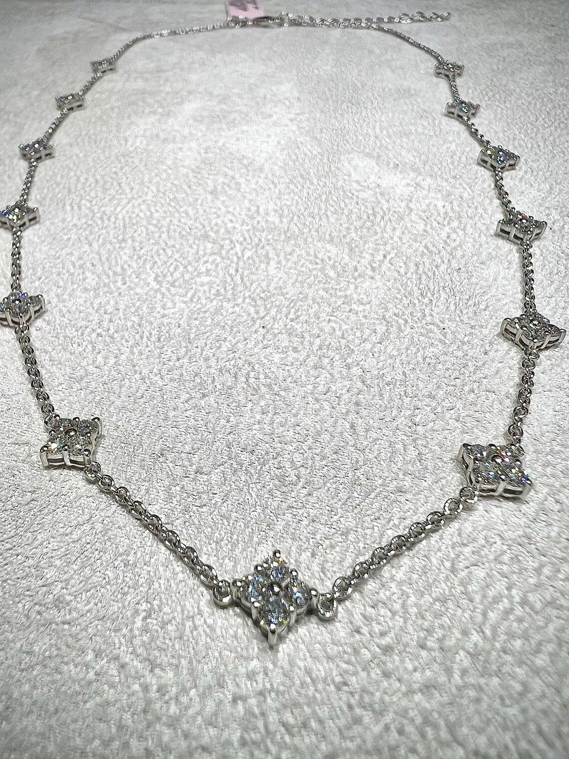 Lab Grown Diamond Station Necklace, Adjustable 18”-20” Sterling Silver, 2.62 Carats Diamonds