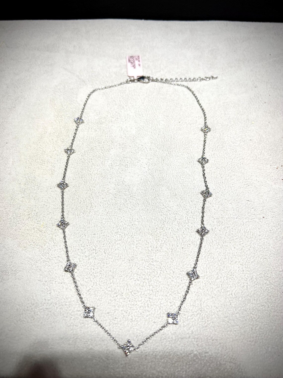 Lab Grown Diamond Station Necklace, Adjustable 18”-20” Sterling Silver, 2.62 Carats Diamonds