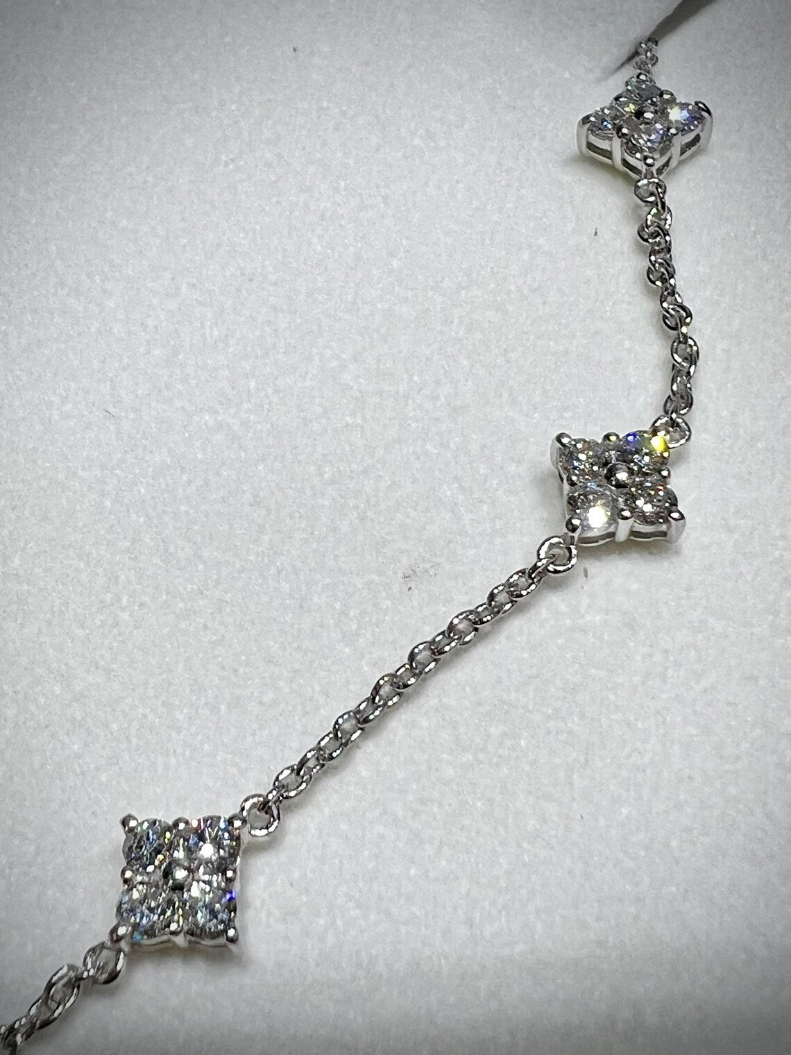Lab Grown Diamond Station Necklace, Adjustable 18”-20” Sterling Silver, 2.62 Carats Diamonds