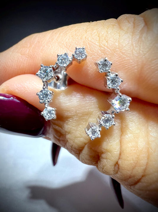 Diamond Ear Climber Earrings 0.52 Carats: Lab Grown Diamonds in Sterling Silver