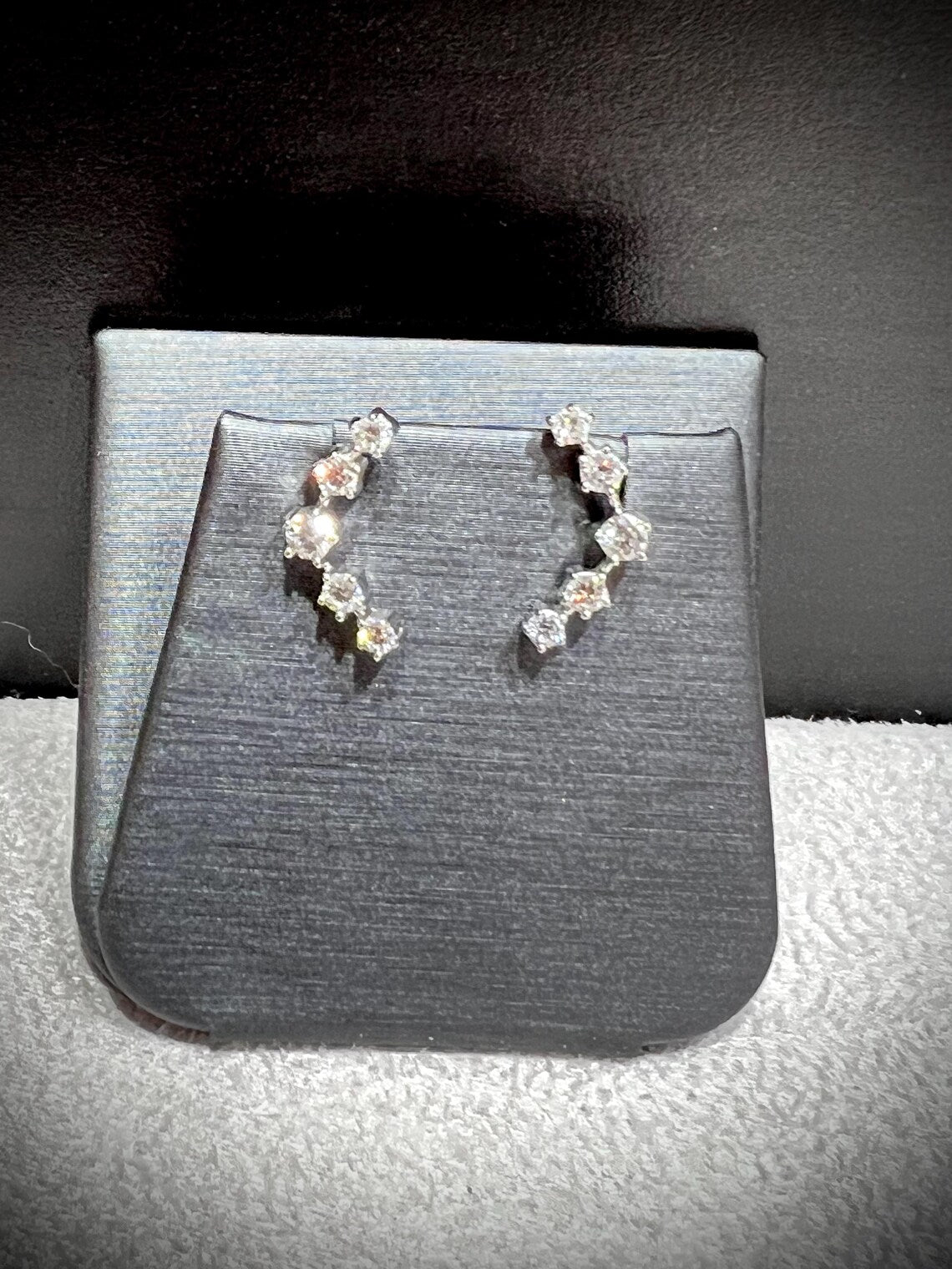 Diamond Ear Climber Earrings 0.52 Carats: Lab Grown Diamonds in Sterling Silver