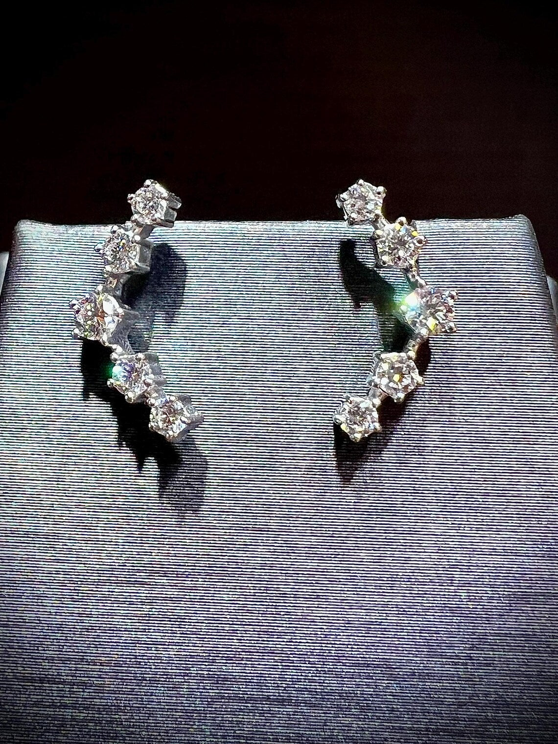 Diamond Ear Climber Earrings 0.52 Carats: Lab Grown Diamonds in Sterling Silver
