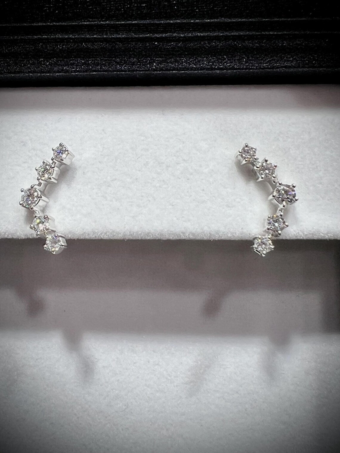 Diamond Ear Climber Earrings 0.52 Carats: Lab Grown Diamonds in Sterling Silver