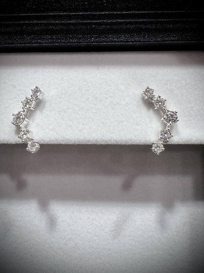 Diamond Ear Climber Earrings 0.52 Carats: Lab Grown Diamonds in Sterling Silver