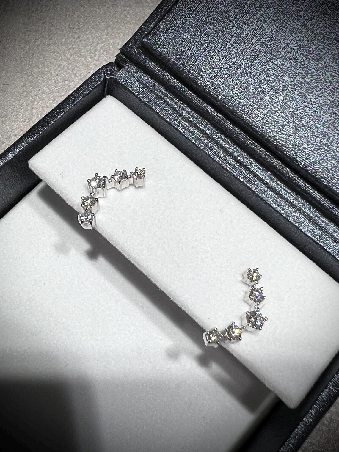 Diamond Ear Climber Earrings 0.52 Carats: Lab Grown Diamonds in Sterling Silver