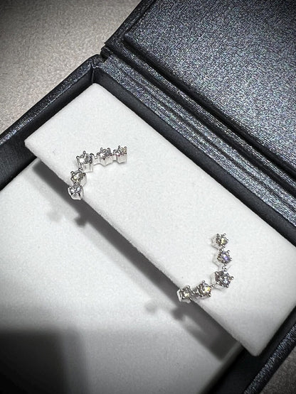 Diamond Ear Climber Earrings 0.52 Carats: Lab Grown Diamonds in Sterling Silver