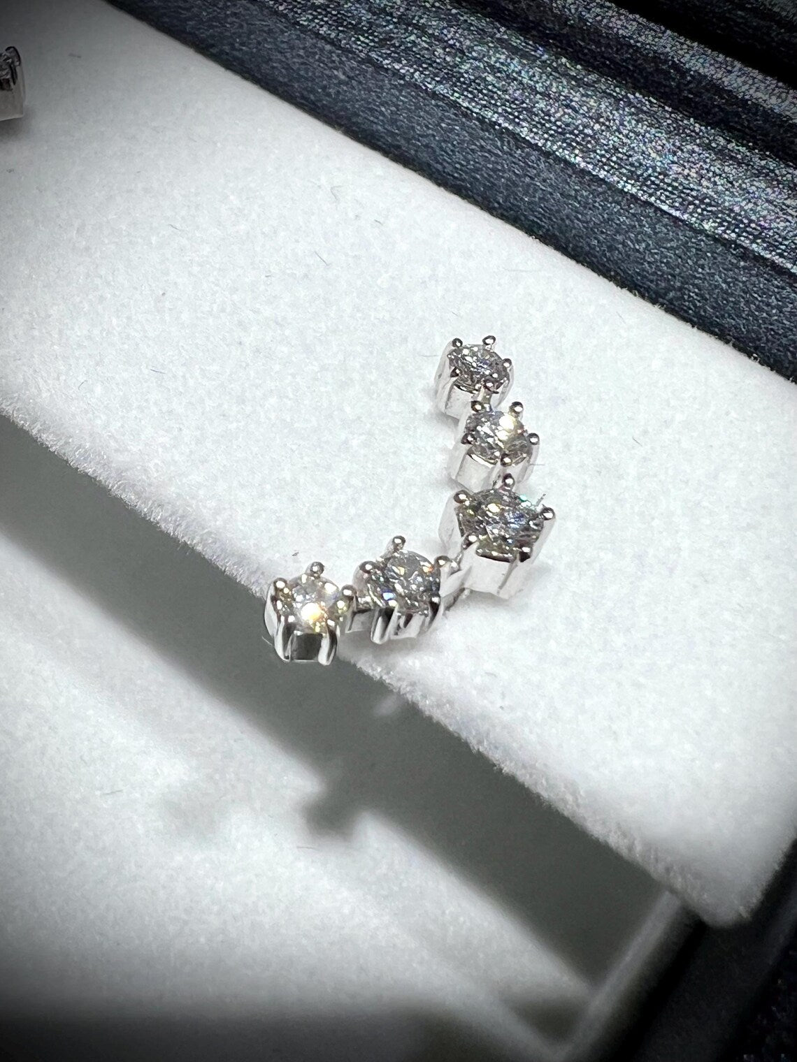 Diamond Ear Climber Earrings 0.52 Carats: Lab Grown Diamonds in Sterling Silver