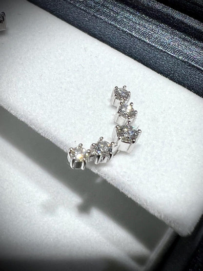 Diamond Ear Climber Earrings 0.52 Carats: Lab Grown Diamonds in Sterling Silver