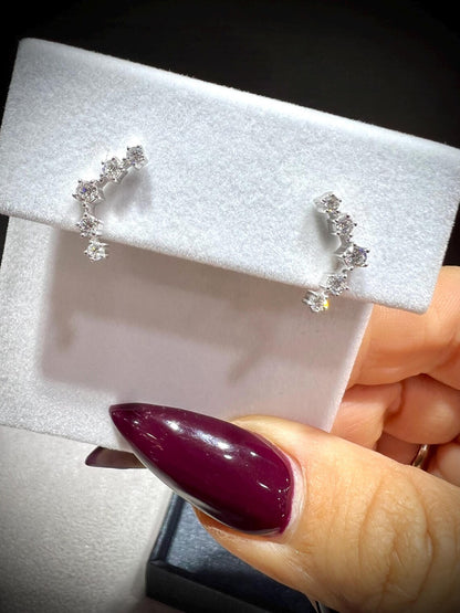Diamond Ear Climber Earrings 0.52 Carats: Lab Grown Diamonds in Sterling Silver
