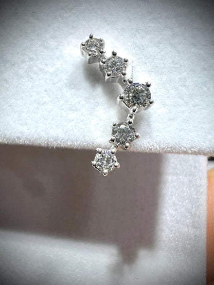 Diamond Ear Climber Earrings 0.52 Carats: Lab Grown Diamonds in Sterling Silver