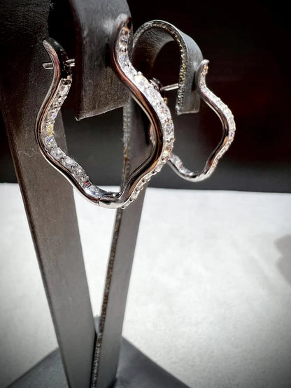 Diamond Hoop Earrings: Lab Grown Diamonds 1.50 Carats Sterling Silver