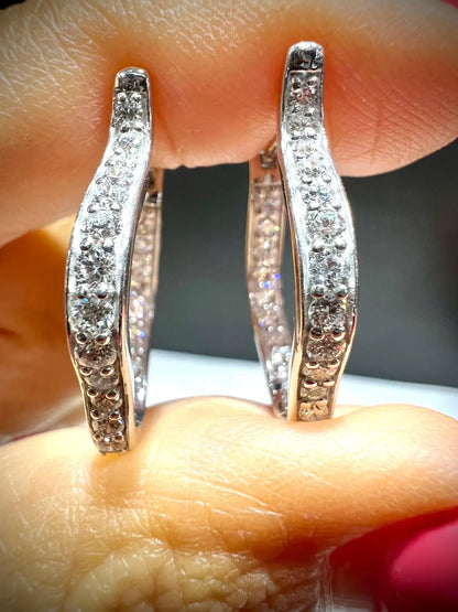 Diamond Hoop Earrings: Lab Grown Diamonds 1.50 Carats Sterling Silver