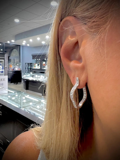 Diamond Hoop Earrings: Lab Grown Diamonds 1.50 Carats Sterling Silver