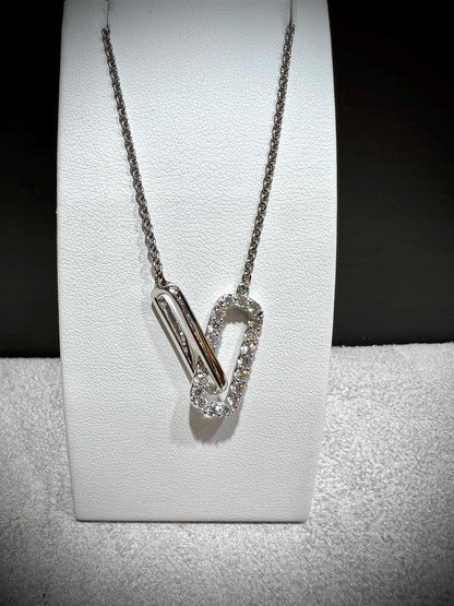 Lab Grown Diamond Interlocking Sterling Silver Necklace: Adjustable 16-18” Chain 1.08 Carats