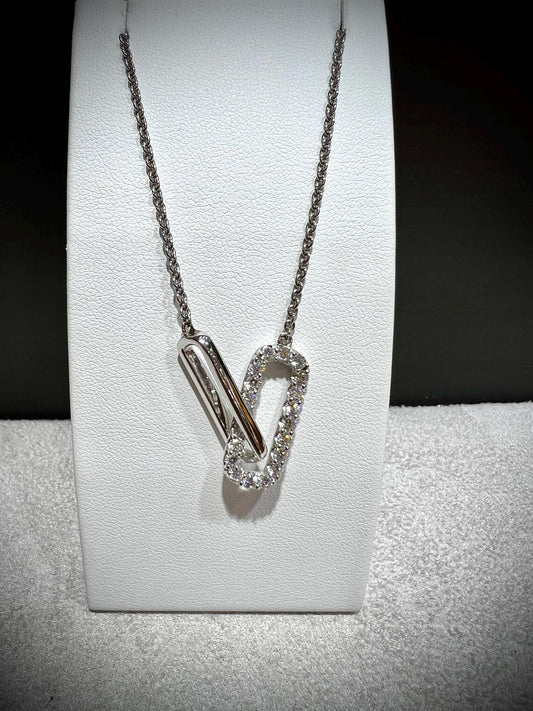 Lab Grown Diamond Interlocking Sterling Silver Necklace: Adjustable 16-18” Chain 1.08 Carats