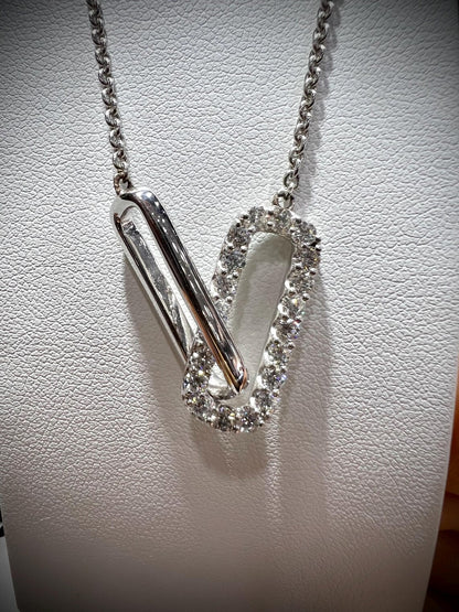 Lab Grown Diamond Interlocking Sterling Silver Necklace: Adjustable 16-18” Chain 1.08 Carats