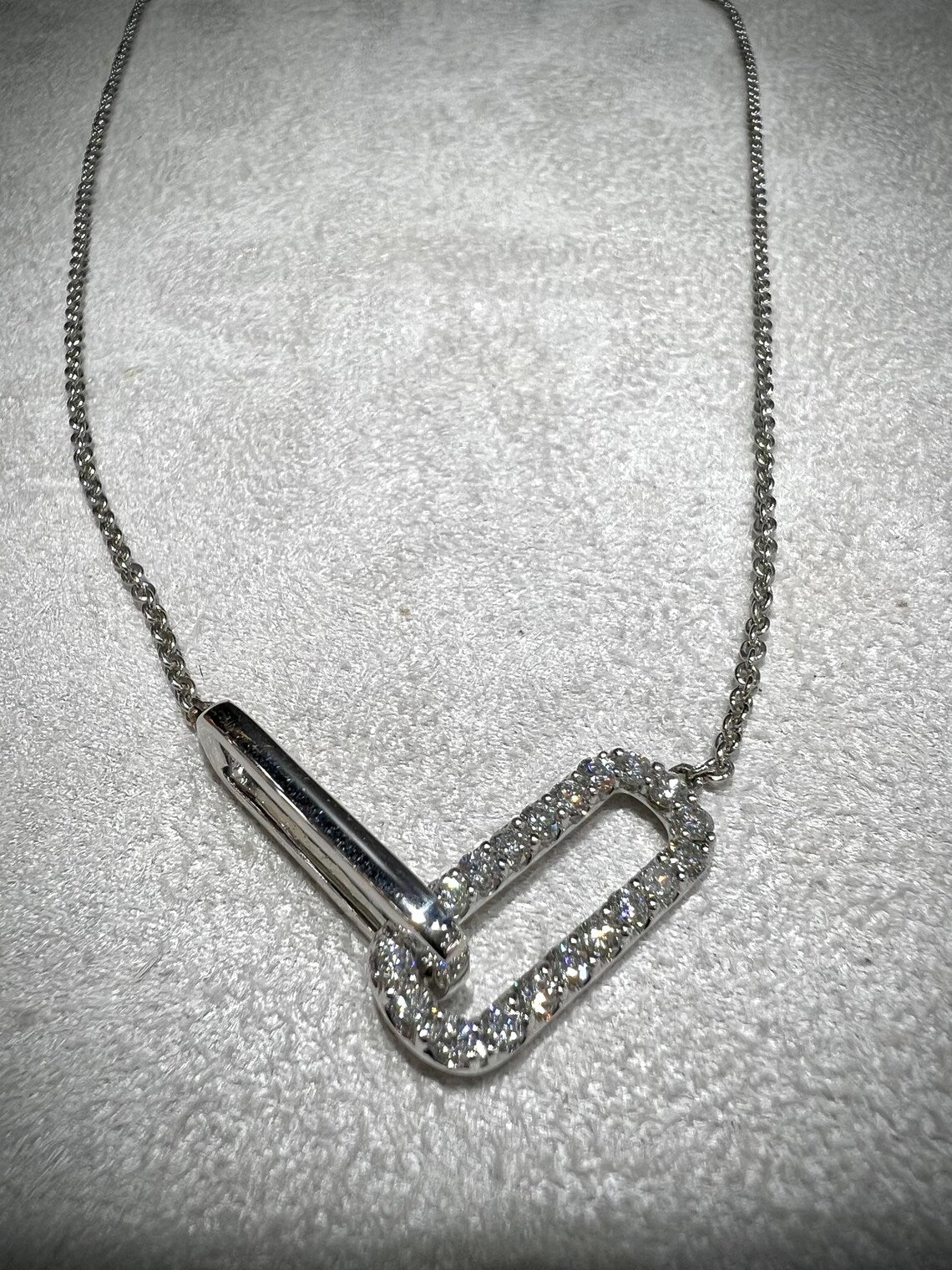 Lab Grown Diamond Interlocking Sterling Silver Necklace: Adjustable 16-18” Chain 1.08 Carats