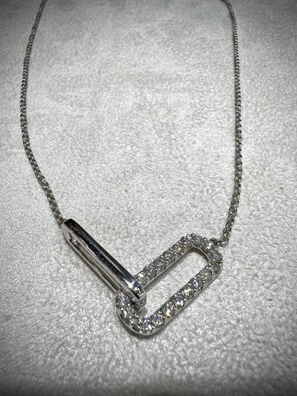 Lab Grown Diamond Interlocking Sterling Silver Necklace: Adjustable 16-18” Chain 1.08 Carats