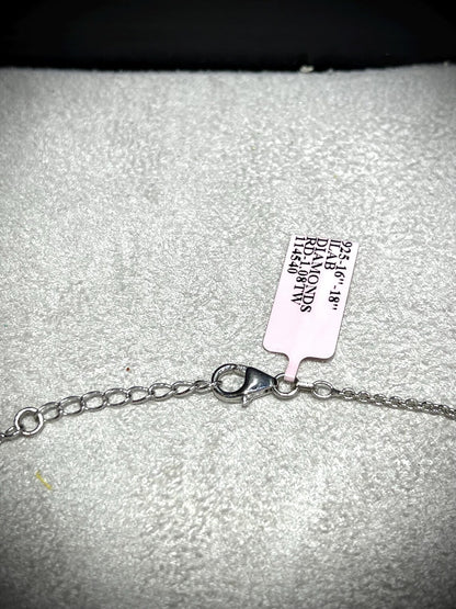 Lab Grown Diamond Interlocking Sterling Silver Necklace: Adjustable 16-18” Chain 1.08 Carats