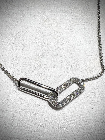 Lab Grown Diamond Interlocking Sterling Silver Necklace: Adjustable 16-18” Chain 1.08 Carats