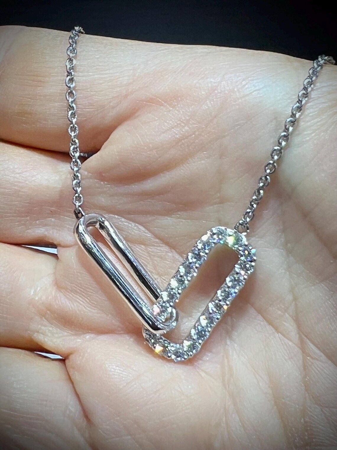 Lab Grown Diamond Interlocking Sterling Silver Necklace: Adjustable 16-18” Chain 1.08 Carats