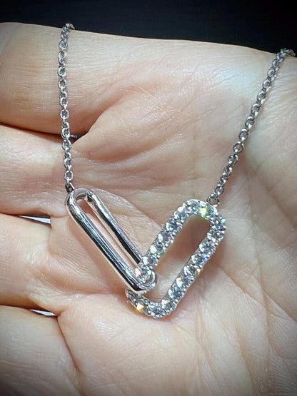 Lab Grown Diamond Interlocking Sterling Silver Necklace: Adjustable 16-18” Chain 1.08 Carats