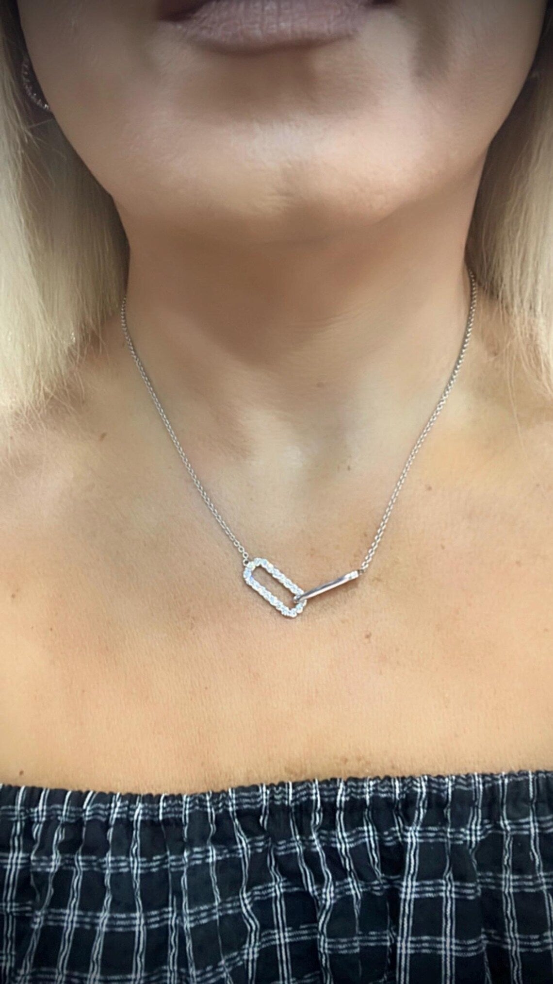 Lab Grown Diamond Interlocking Sterling Silver Necklace: Adjustable 16-18” Chain 1.08 Carats