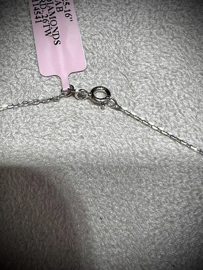 Lab Grown 0.26 Carat Diamond Chevron Single Row Necklace: Sterling Silver 16”