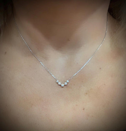 Lab Grown 0.26 Carat Diamond Chevron Single Row Necklace: Sterling Silver 16”