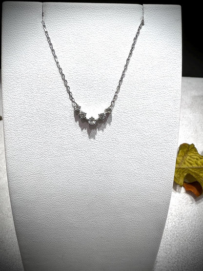 Lab Grown 0.26 Carat Diamond Chevron Single Row Necklace: Sterling Silver 16”