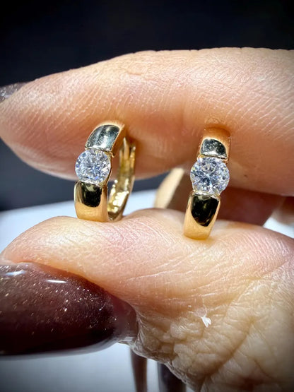 10K Yellow Gold Diamond Huggy Earrings: Lab Grown Diamonds 0.30 tw.