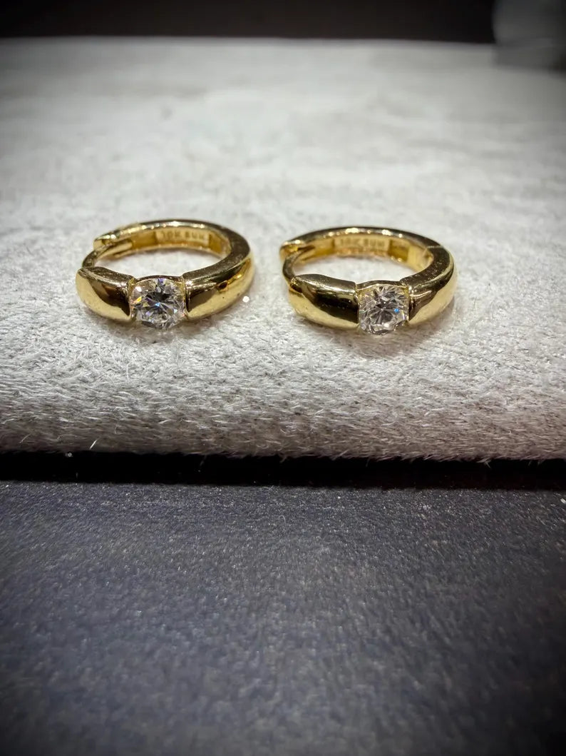 10K Yellow Gold Diamond Huggy Earrings: Lab Grown Diamonds 0.30 tw.