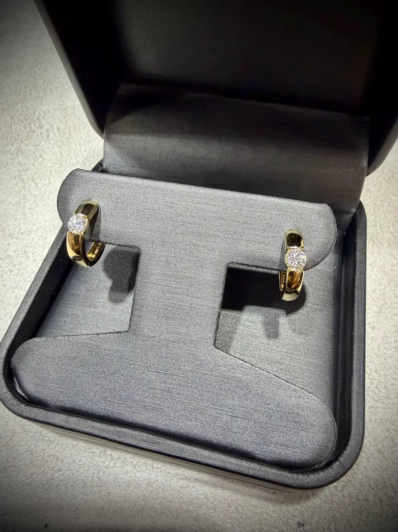 10K Yellow Gold Diamond Huggy Earrings: Lab Grown Diamonds 0.30 tw.
