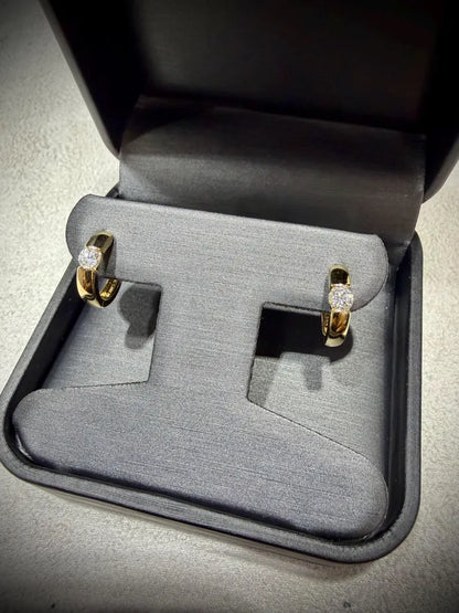 10K Yellow Gold Diamond Huggy Earrings: Lab Grown Diamonds 0.30 tw.