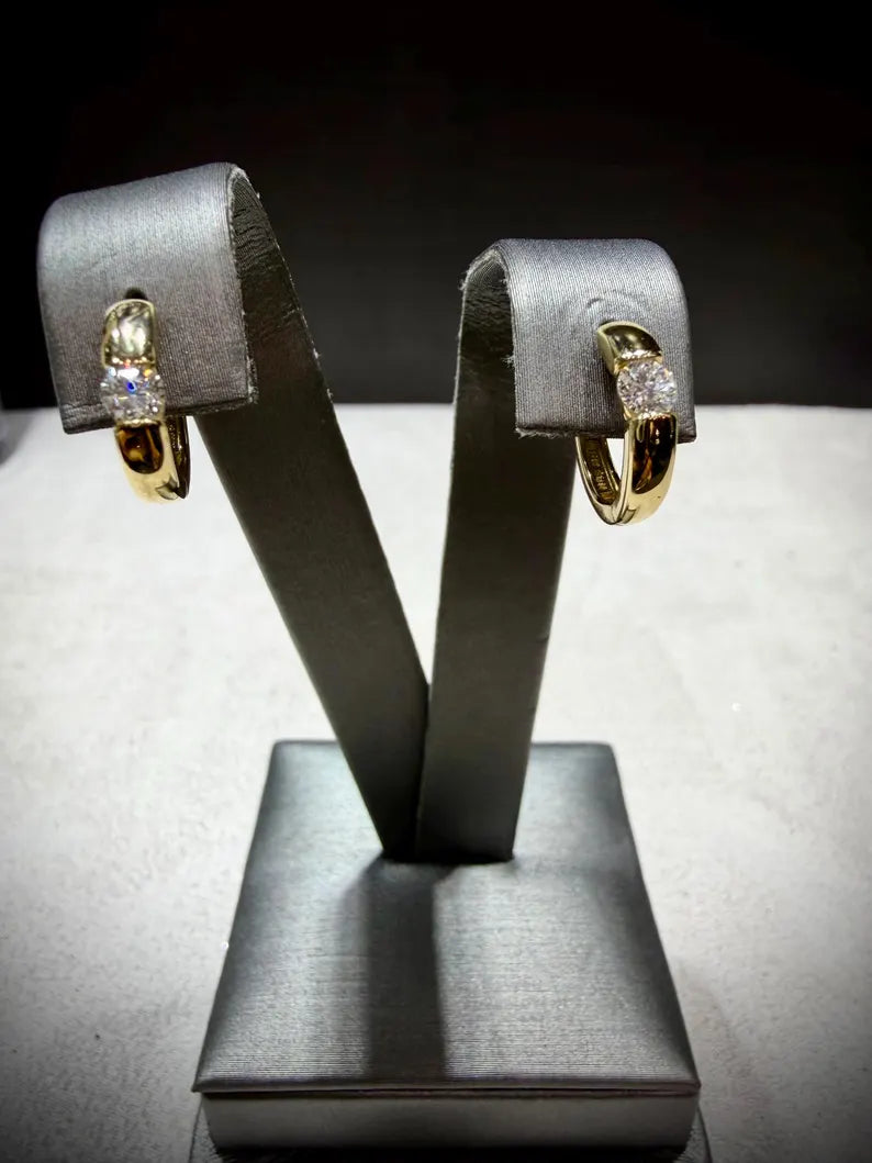 10K Yellow Gold Diamond Huggy Earrings: Lab Grown Diamonds 0.30 tw.