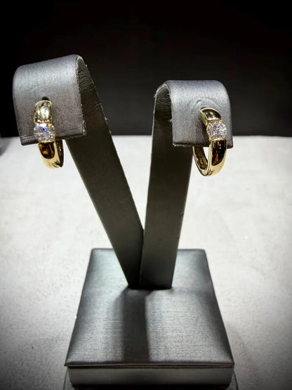 10K Yellow Gold Diamond Huggy Earrings: Lab Grown Diamonds 0.30 tw.