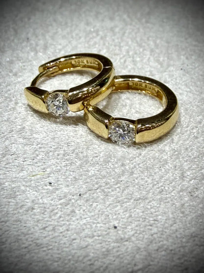 10K Yellow Gold Diamond Huggy Earrings: Lab Grown Diamonds 0.30 tw.