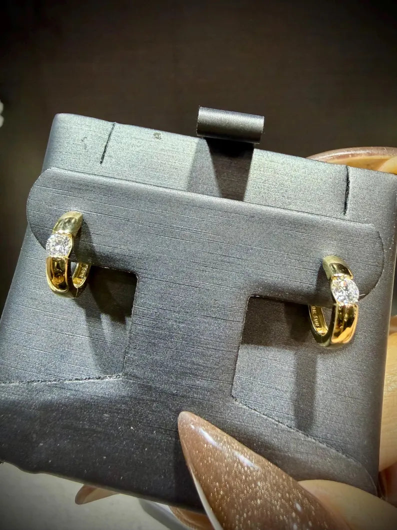 10K Yellow Gold Diamond Huggy Earrings: Lab Grown Diamonds 0.30 tw.