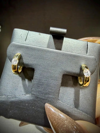 10K Yellow Gold Diamond Huggy Earrings: Lab Grown Diamonds 0.30 tw.